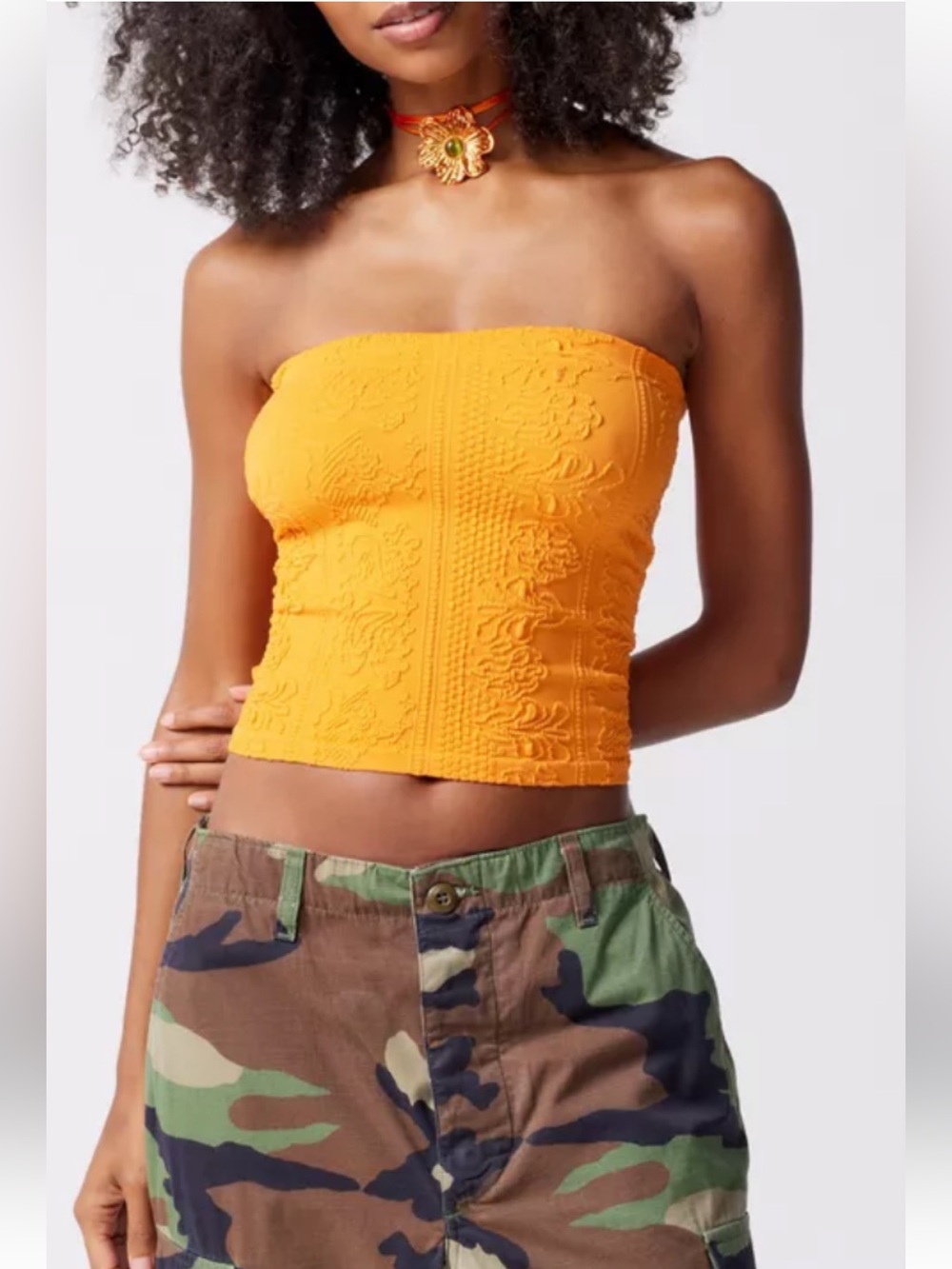 Out From Under Urban Outfitters Tapestry Seamless Tube Top size XL orange